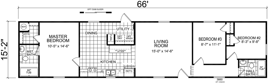 Lincolnton Single Wide Mobile Home Floor Plan