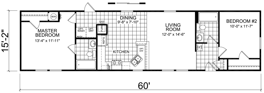 2 Bedroom 2 Bath Single Wide Mobile Home Floor Plans | Viewfloor.co